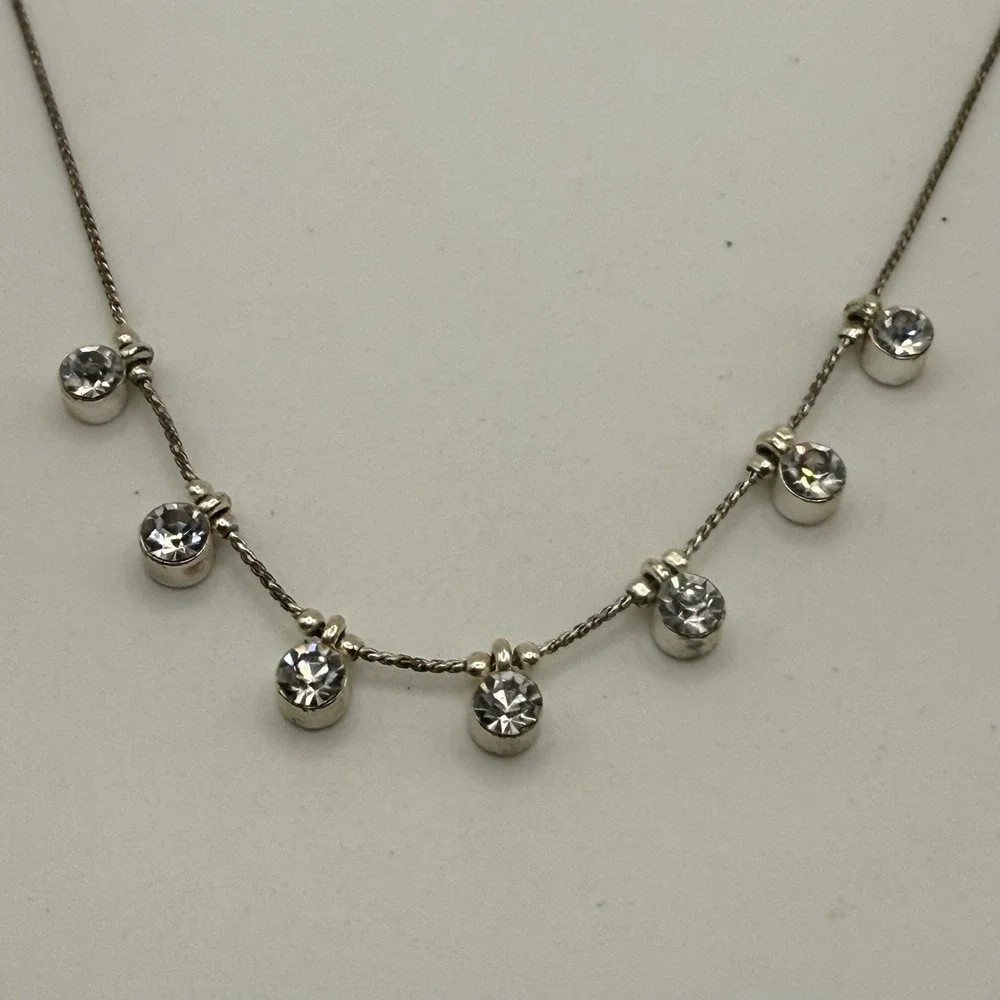 Silver Tone Rhinestone‎ Necklace 18